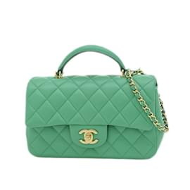 Chanel-Sac à épaule en chaîne Matelassé Chanel-Vert,Bleu Marine