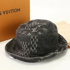 Sombrero de denim de algodón Damier gigante ola Louis Vuitton Negro