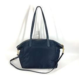 Prada-Prada Navy Stoff Schultertasche-Marineblau