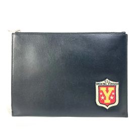 Pochette en cuir noir Saint Laurent Paris Noir