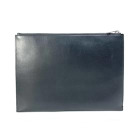 Saint Laurent-Saint Laurent Paris Black Leather Clutch Bag-Black