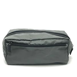 Prada-Prada 2NA029 Triangle Logo Pouch in Gray-Brown