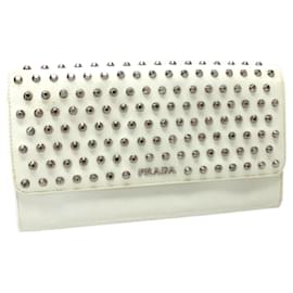 Prada White Leather Long Wallet White