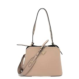 Prada-Prada 1BA251 Logo Plate Shoulder Bag-Pink