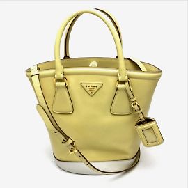 Borsa a spalla in pelle gialla Prada B2442B Giallo