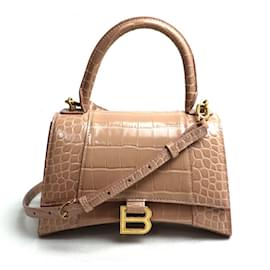 Balenciaga-Bolsa de Ombro 2-Way Small Embossed Balenciaga Hourglass-Bege