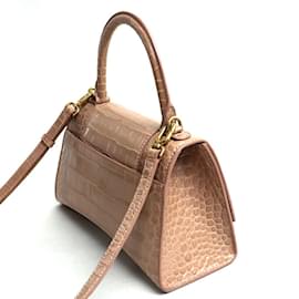 Balenciaga-Bolsa de Ombro 2-Way Small Embossed Balenciaga Hourglass-Bege