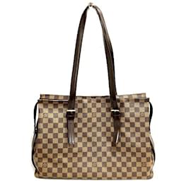 Louis Vuitton-Sac à épaule Chelsea Damier Louis Vuitton-Marron,Damier ebène