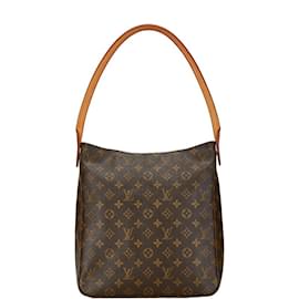 Louis Vuitton-Sac à épaule Louis Vuitton Monogram Looping GM-Marron,Monogramme