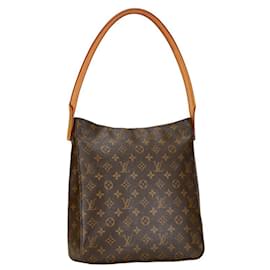 Louis Vuitton-Sac à épaule Louis Vuitton Monogram Looping GM-Marron,Monogramme