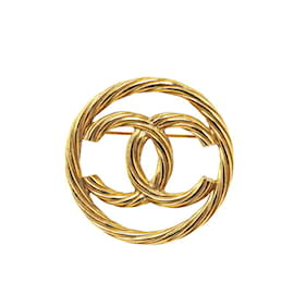 Chanel-Chanel Coco Mark Gold Plated Brooch-Golden