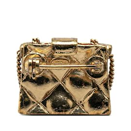 Chanel-Broche Chanel Coco Mark Chain Matelassé Bag-Doré