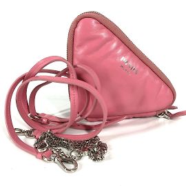 Bolso de hombro de cuero rosa Prada Rosa
