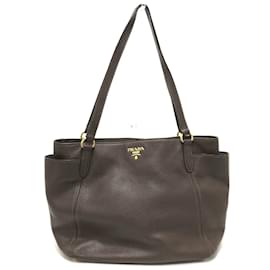 Prada-Bolsa tote de couro marrom Prada-Marrom