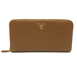 Prada Brown Leather Long Wallet Brown