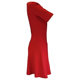 Fendi-Robe en crêpe de laine rouge à manches courtes Fendi-Rouge