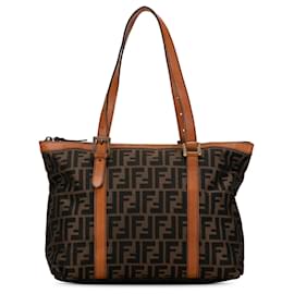 Fendi-Brown Fendi Zucca Canvas Tote-Brown