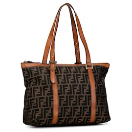 Fendi-Brown Fendi Zucca Canvas Tote-Brown