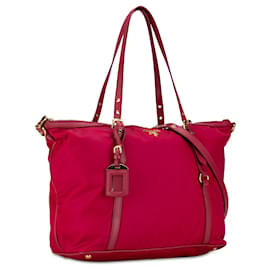 Prada-Sac à main en tessuto avec garniture Saffiano rose de Prada-Rose