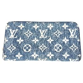 Louis Vuitton-Louis Vuitton Monogram Jacquard Denim Zip Around Long Wallet-Blue