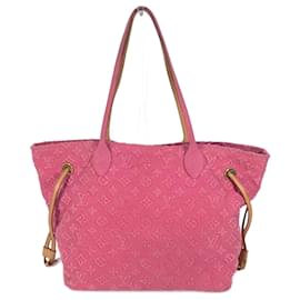 Louis Vuitton-Sac tote en denim avec appliqué Monogram Louis Vuitton-Rose