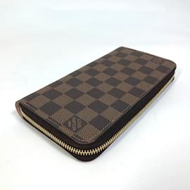 Louis Vuitton-Portefeuille long zippé Damier Louis Vuitton-Marron