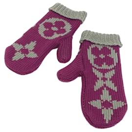 Louis Vuitton-Louis Vuitton M72766 Monogram Knit Mittens-Purple