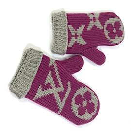 Louis Vuitton-Louis Vuitton M72766 Monogram Knit Mittens-Purple