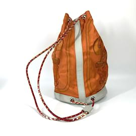 Hermès-Sac à épaule en tissu orange Hermes-Orange