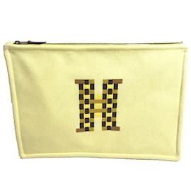 Hermès-Pochette de maquillage jaune Hermes-Jaune