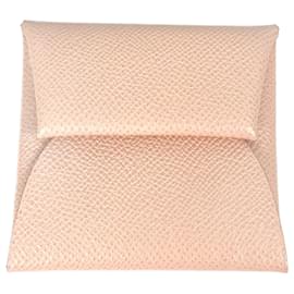 Hermès-Porte-monnaie en cuir rose Hermes-Rose