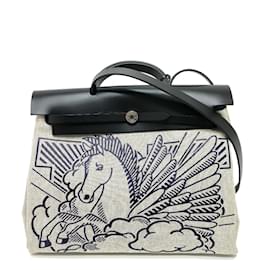 Hermès-Sac à bandoulière Hermes Herbag Zip MM 2WAY-Bleu Marine