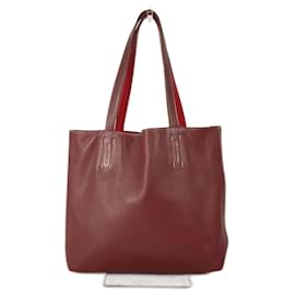 Hermès-Sac fourre-tout en cuir rouge Hermes-Rouge