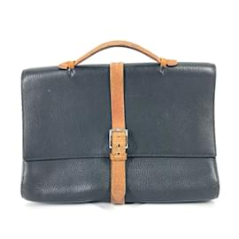 Hermès-Hermes Black Leather Briefcase-Black