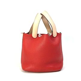 Hermès-Sac tote bicolore Hermes-Rouge