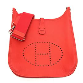 Hermès-Bolsa de ombro de couro vermelho Hermes-Vermelho