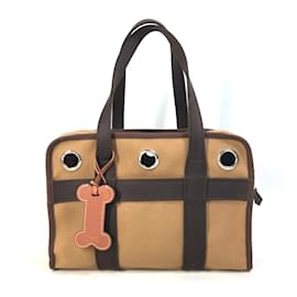 Hermès-Hermes Brown Cloth Boston Bag for Small Dogs-Brown