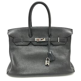 Hermès-Sac à main en cuir noir Hermes-Noir