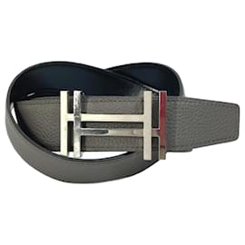 Hermès-Hermes Gray Leather Standard Belt-Brown