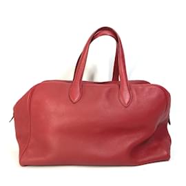 Hermès-Hermes Red Leather Boston Bag-Red