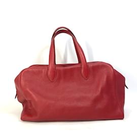 Hermès-Sac Boston en cuir rouge Hermes-Rouge