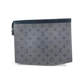 Louis Vuitton-Louis Vuitton Monogram Eclipse Reverse Clutch Bag-Brown