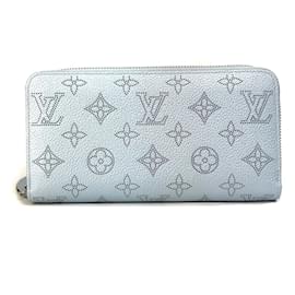 Louis Vuitton-Portefeuille long zippé Monogram Mahina de Louis Vuitton-Bleu