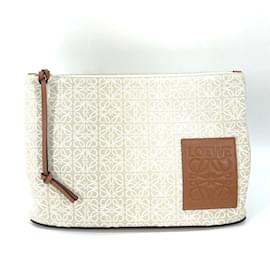 Loewe-Loewe Anagram Jacquard Clutch Bag-Beige