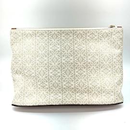 Loewe-Loewe Anagram Jacquard Clutch Bag-Beige