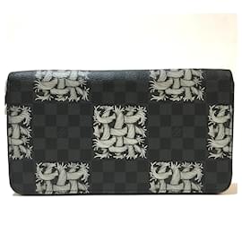 Louis Vuitton-Louis Vuitton N61214 Damier Graphite Long Wallet-Black