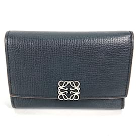 Loewe-Portefeuille tri-fold en cuir noir Loewe-Noir