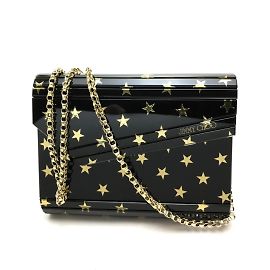 Jimmy Choo Black Star Pattern Shoulder Bag Black