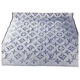 Louis Vuitton-Louis Vuitton Monogram Fringe Stole-Navy blue