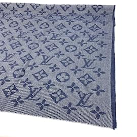 Louis Vuitton-Étole à franges Monogram Louis Vuitton-Bleu Marine